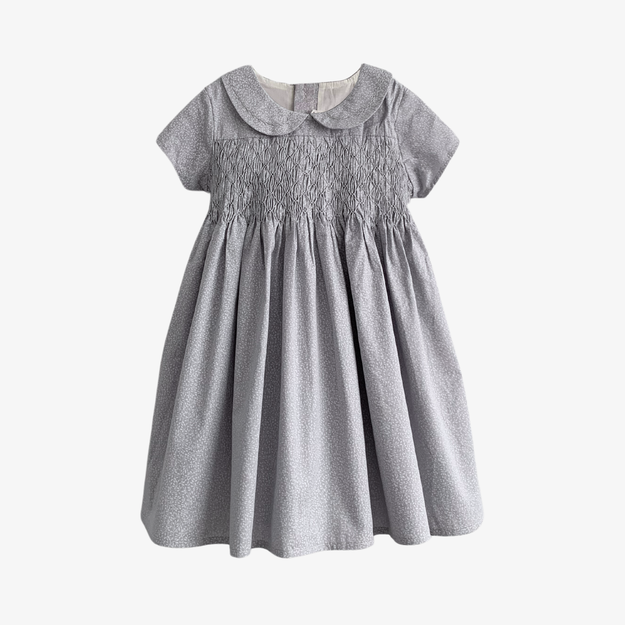 grey smock dress Black and Grey Smocked Midi Dress