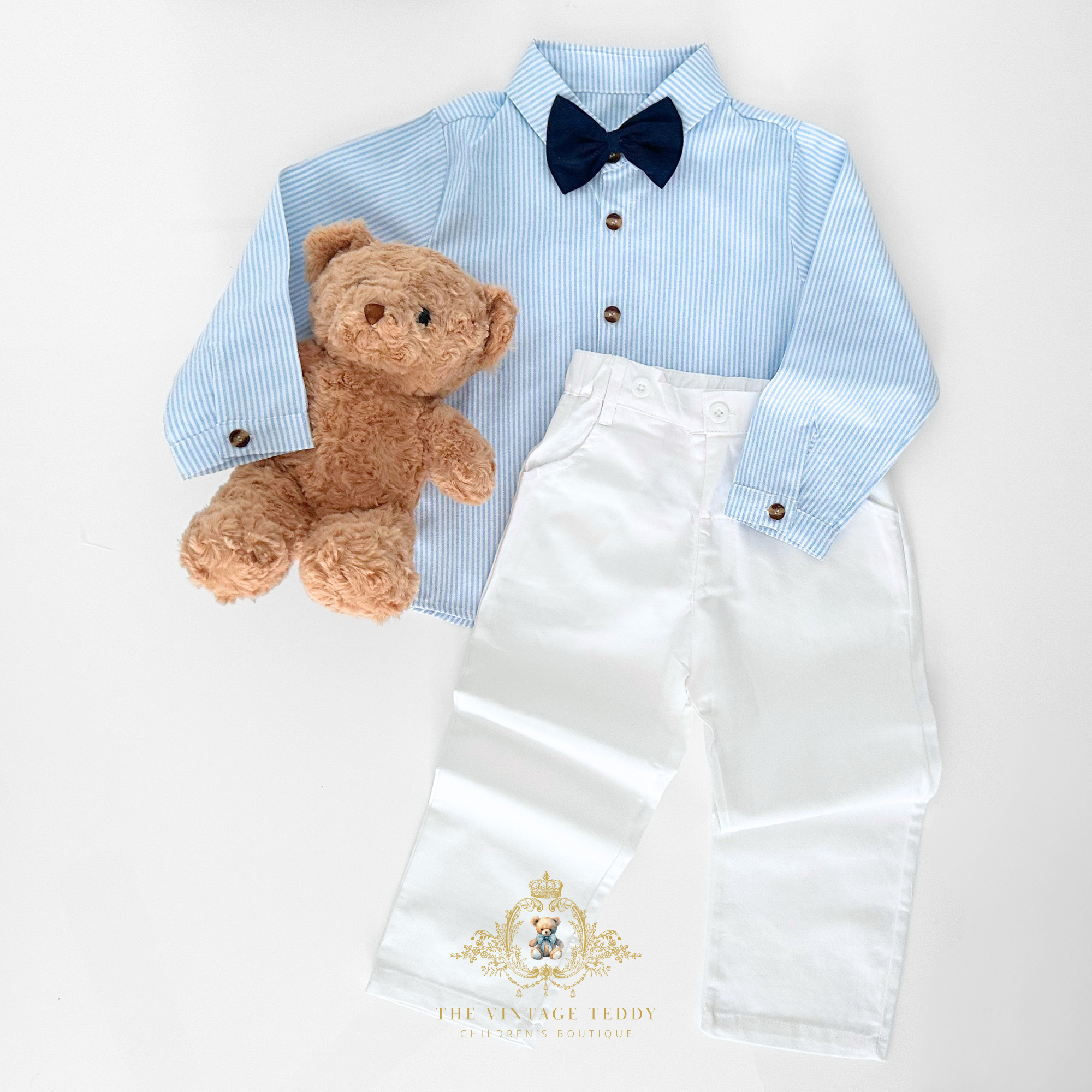 Boys Long Sleeve Oxford Dress Shirt Pants Matching Outfit Baby