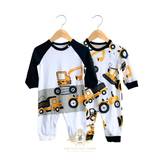 Boys Sleep N' Play One-Piece Rompers 2 Piece Set Construction Trucks