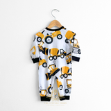 Boys Sleep N' Play One-Piece Rompers 2 Piece Set Construction Trucks