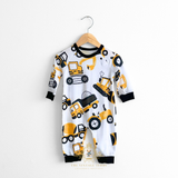 Boys Sleep N' Play One-Piece Rompers 2 Piece Set Construction Trucks