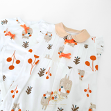 Girls Romper One-Piece Bubble Orange Woodland Animals Character Bear