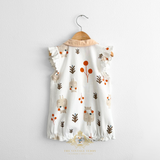 Girls Romper One-Piece Bubble Orange Woodland Animals Character Bear