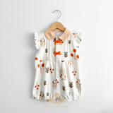 Girls Romper One-Piece Bubble Orange Woodland Animals Character Bear