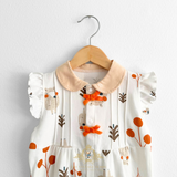Girls Romper One-Piece Bubble Orange Woodland Animals Character Bear