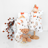 Girls Romper One-Piece Bubble Orange Woodland Animals Character Bear
