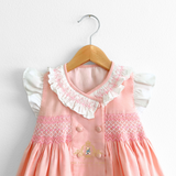 Girls Smocked Spanish Style Celebration Dress Blush & White