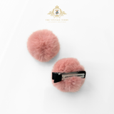 Girls Plush Pom Pom Hair Clips Hair Accessory Blush Pink