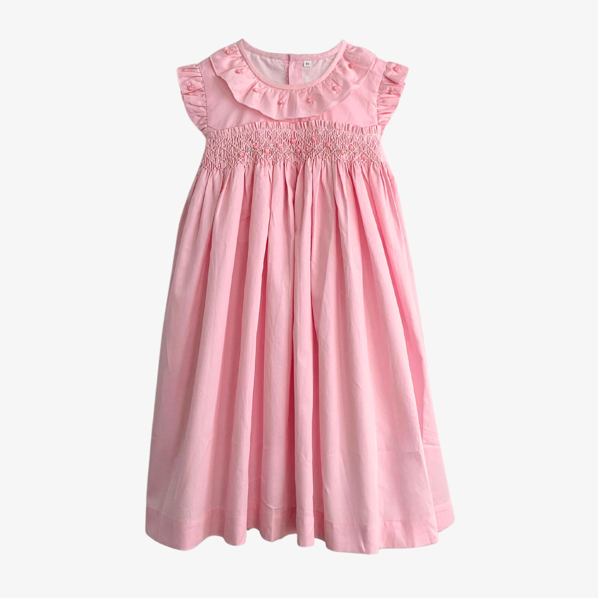 Girls Smocked Dress Rose Embroidery Pink 9M / Pink Girls Smocked Dress Rose Embroidery Pink 9M / Pink