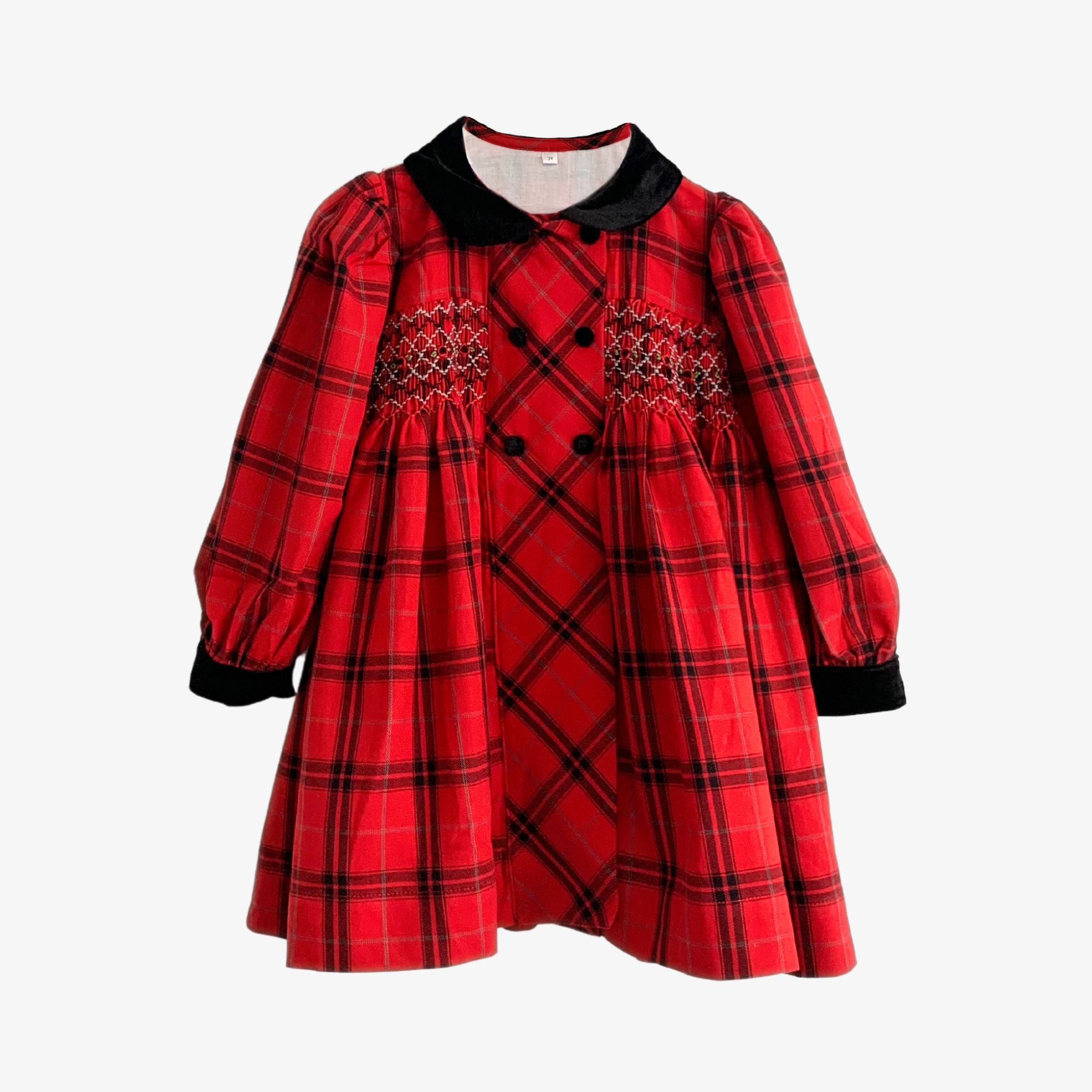 Girls Long Sleeve Embroidered Smocked Dress Plaid The Vintage Teddy Girls Long Sleeve Embroidered Smocked Dress Plaid The Vintage Teddy