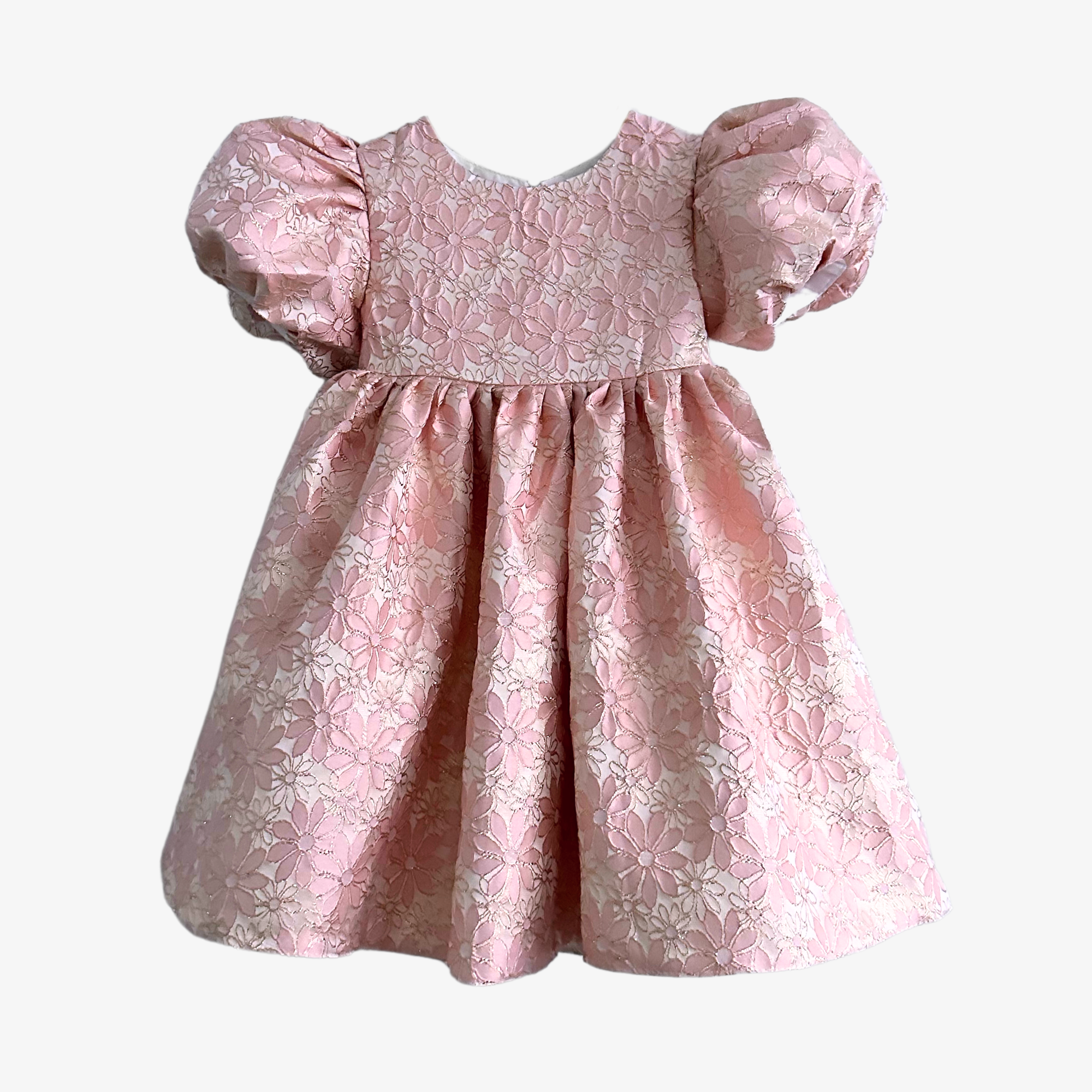 Girls Fine Jacquard Celebration Dress Floral Pink & Gold 6Y / Pink & Gold Girls Fine Jacquard Celebration Dress Floral Pink & Gold 6Y / Pink & Gold