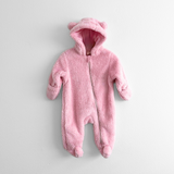 Teddy Bear Plush One-piece Bodysuit Hooded Romper Pink