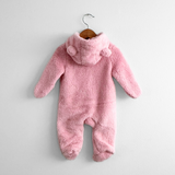 Teddy Bear Plush One-piece Bodysuit Hooded Romper Pink