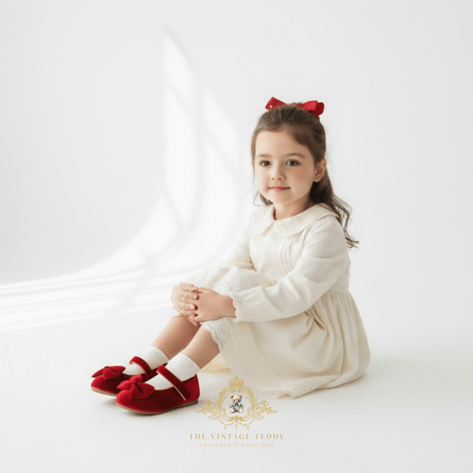 Girls Red Velvet Mary Jane Flats | Christmas Holiday Shoes