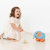 Children's Early Learning Wooden Toys Pull Along Animal Trailer Elephant