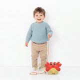 Children's Early Learning Wooden Toys Pull Along Animal Trailer Little Red Crab