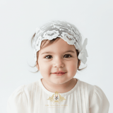 Girls Flowers & Hearts Lace Vintage Bohemian Head Scarf White