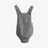 Boys Romper Overalls Striped Black & White