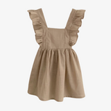 Girls Linen Summer Dress Tan