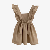 Girls Linen Summer Dress Tan