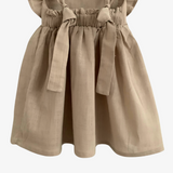 Girls Linen Summer Dress Tan