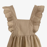 Girls Linen Summer Dress Tan