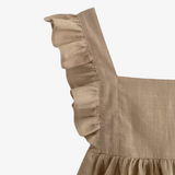 Girls Linen Summer Dress Tan