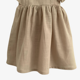 Girls Linen Summer Dress Tan