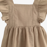 Girls Linen Summer Dress Tan