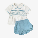 Boys Smocked Shirt & Bubble Shorts Set