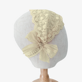 Girls Vintage Bohemian Floral Lace Head Scarf Cream