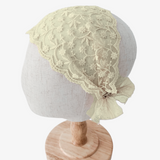 Girls Vintage Bohemian Floral Lace Head Scarf Cream