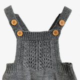 Boys Knit Overalls Romper Grey