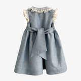 Girls Smocked Spanish Style Dress Blue & White