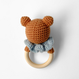 Handmade Crochet Baby Rattle Plush Toys Teddy Bear