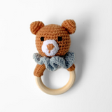 Handmade Crochet Baby Rattle Plush Toys Teddy Bear