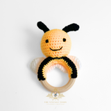 Handmade Crochet Baby Rattle Plush Toys Bumble Bee