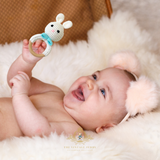 Handmade Crochet Baby Rattle Plush Toys Bunny with Bow Tie