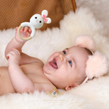 Handmade Crochet Baby Rattle Plush Toys Bunny with Hair Bow