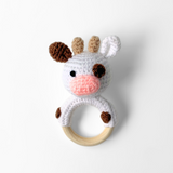 Handmade Crochet Baby Rattle Plush Toys Cow