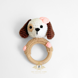 Handmade Crochet Baby Rattle Plush Toys Doggy