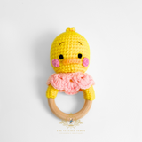 Handmade Crochet Baby Rattle Plush Toys Ducky