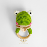 Handmade Crochet Baby Rattle Plush Toys Froggy