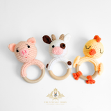 Handmade Crochet Baby Rattle Plush Toys Cow