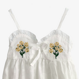 Girls Embroidered Flowers Romper Bubble