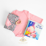 Baby Girls Gift Set Baby Onesie, Swaddling Blanket, Toy & Children's Book Time for Bed Piggy