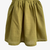 Girls Linen Summer Dress Olive Green