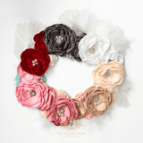 Girls Headband Vintage Floral Beaded Feathered Dusty Rose & Peach