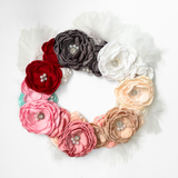 Girls Headband Vintage Floral Beaded Feathered Christmas Red