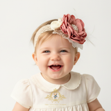 Girls Headband Vintage Inspired Floral Beaded Lace Mauve